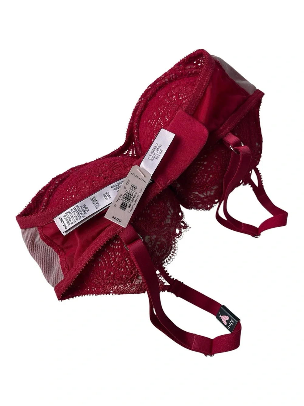 Victoria’s Secret Wine Red Floral Lace Underwire Bra 32E DD NWT